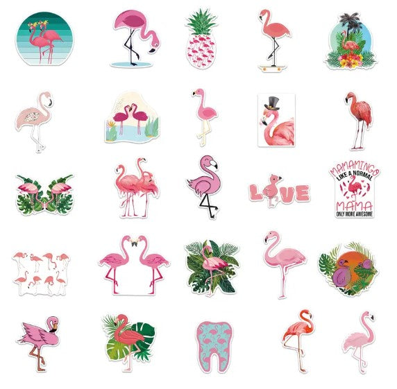 Flamingo Stickers - 50 Pcs
