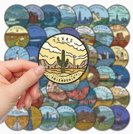 U.S. State Stickers - 50 Pcs