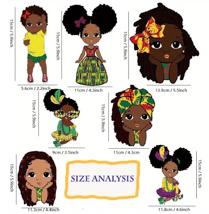 Vinyl Decals/Beautiful African Girls - 7 Pcs