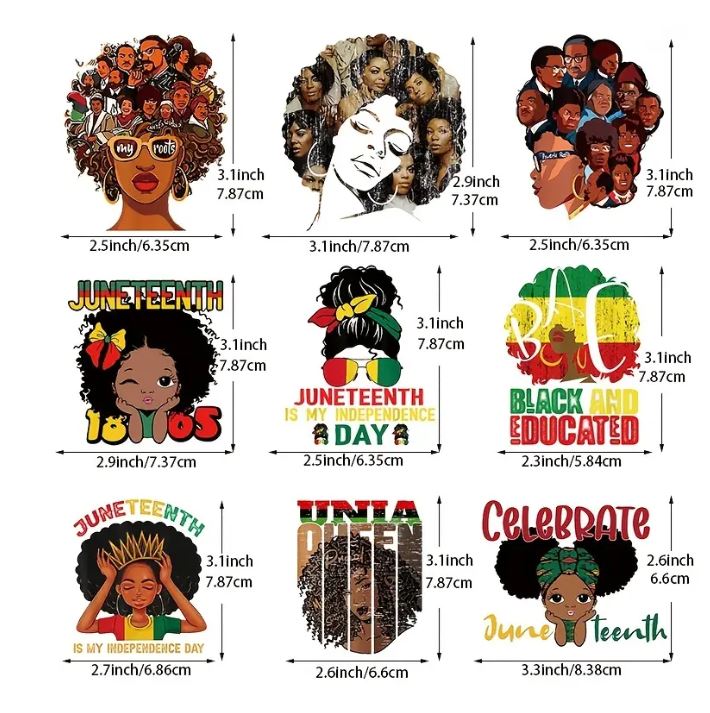 Vinyl Decals/Beautiful Juneteenth Females - 9 Pcs