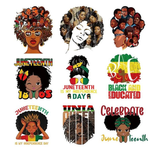Vinyl Decals/Beautiful Juneteenth Females - 9 Pcs