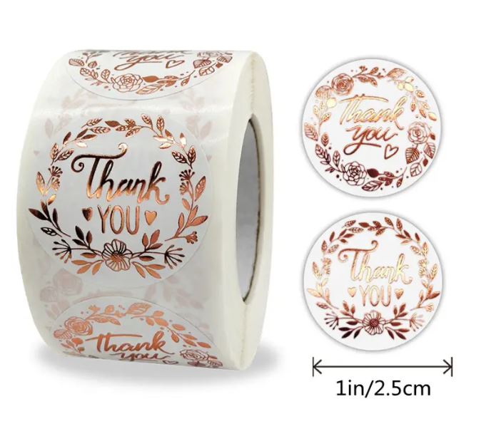 Floral Print Thank You Stickers - 500 Pcs