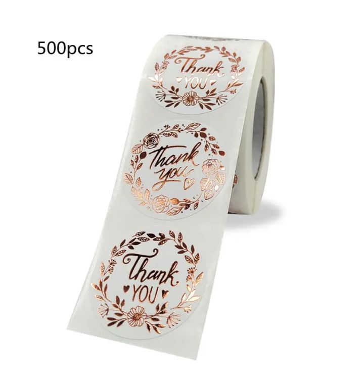 Floral Print Thank You Stickers - 500 Pcs