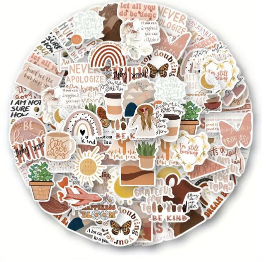 Boho Aesthetic Inspirational Stickers - 50 Pcs
