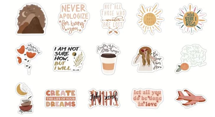 Boho Aesthetic Inspirational Stickers - 50 Pcs