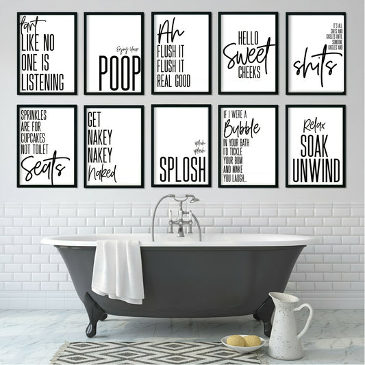Frameless 12"x8" Bathroom Posters - 10 Pcs